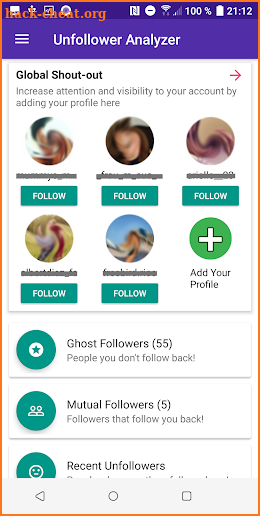 Unfollower Analyzer screenshot