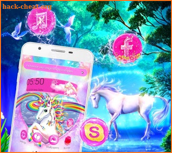 Unicorn Rainbow Pink Theme screenshot