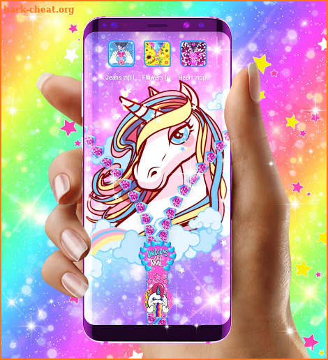 Unicorn zipper lock screen screenshot