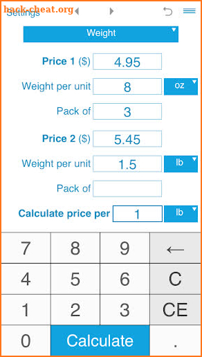 Unit Price Calculator screenshot