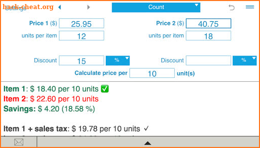 Unit Price Calculator screenshot