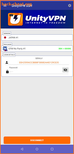 UnityVPN SSH screenshot