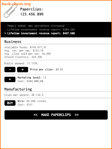 Universal Paperclips Clicker Game screenshot