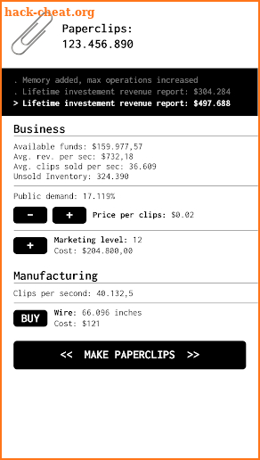 Universal Paperclips Clicker Game screenshot