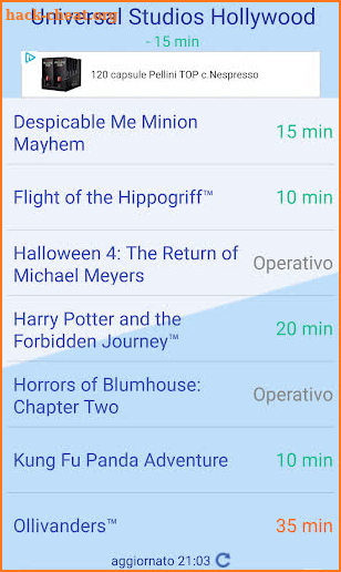 Universal Studios Florida Live - Waiting times screenshot