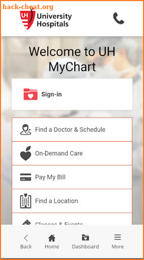 University Hospitals MyChart screenshot