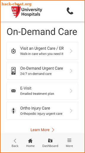 University Hospitals MyChart screenshot