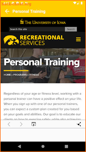 University of Iowa Rec Serv screenshot