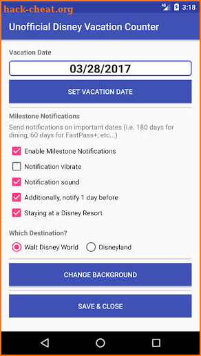 Unoffic Disney Vacation Counter screenshot