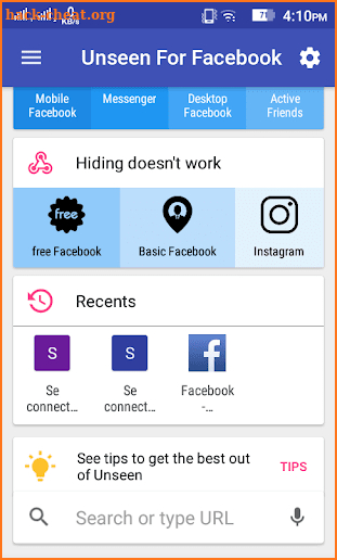Unseen for Facebook Basic screenshot
