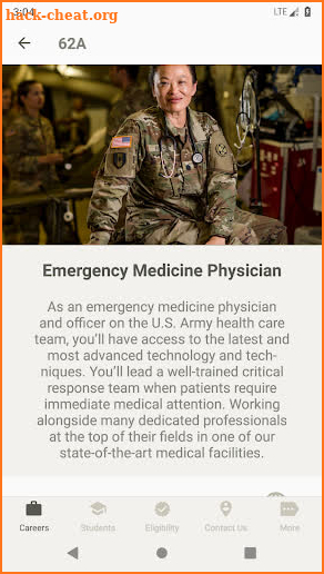 U.S. Army Medicine Careers screenshot