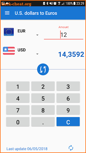 U.S. Dollar to Euro / USD to EUR Converter screenshot