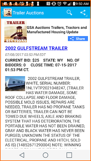 US Gov. GSA Trailer  & Manufactured Home Auctions screenshot