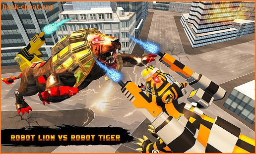 US Police Lion Robot vs Tiger Robot Wars Transform screenshot