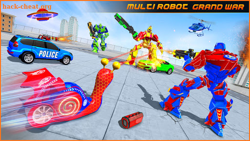 US Police Snail Robot Car Transform War Robot Game screenshot