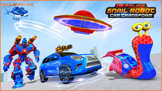 US Police Snail Robot Car Transform War Robot Game screenshot