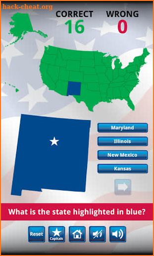 US States and Capitals Quiz screenshot