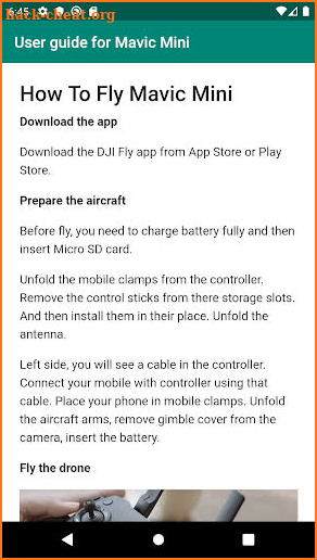 User guide for Mavic Mini screenshot