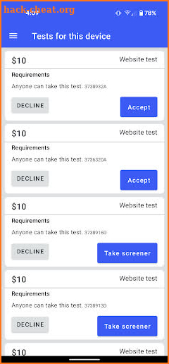 UserTesting screenshot