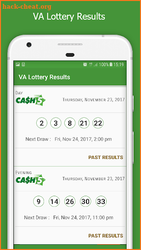 VA Lottery Results screenshot