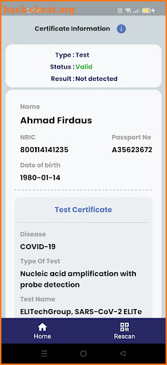 Vaccine Certificate Verifier screenshot