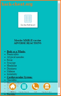 Vaccine Reactions screenshot