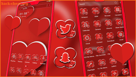 Valentine Red Heart Launcher Theme screenshot