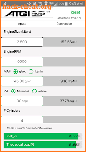 VE Calculator screenshot