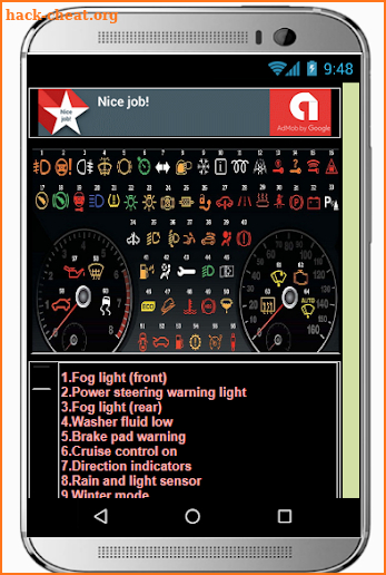 VEHICLE WARNING INDICATORS screenshot