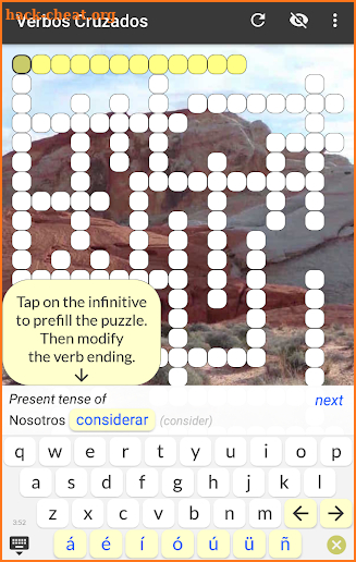 Verbos Cruzados - Spanish verb conjugation game screenshot