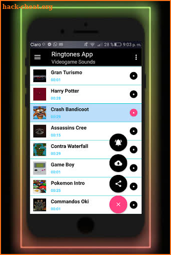 video game sounds and ringtones screenshot