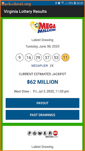 Virginia Lottery Results screenshot