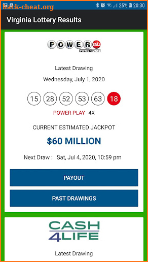 Virginia Lottery Results screenshot