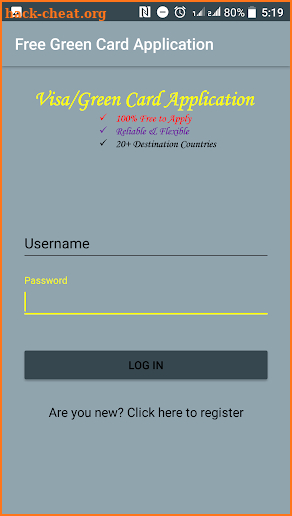 Visa Green Card App screenshot