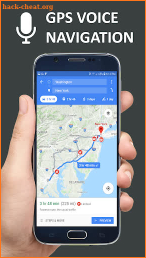 Voice navigation maps: GPS driving direction screenshot