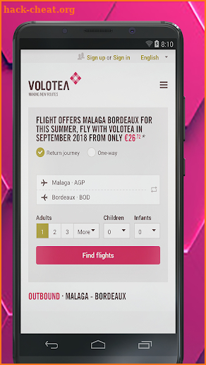 VOLOTEA  -  Booking flights ticket screenshot