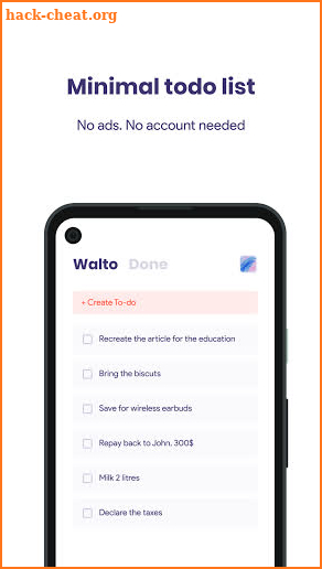 Walto: Simple todo list as wallpaper screenshot