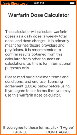 Warfarin Dose Calculator screenshot