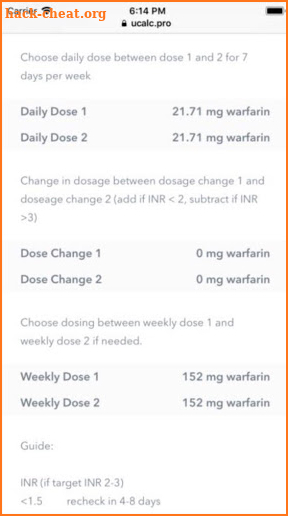 Warfarin Dose Calculator (without Ads) screenshot