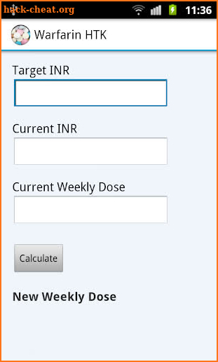 Warfarin Dosing HTK screenshot