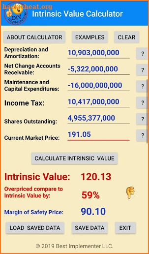 Warren Buffett Intrinsic Value Calculator screenshot