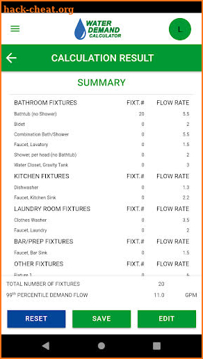 Water Demand Calculator screenshot