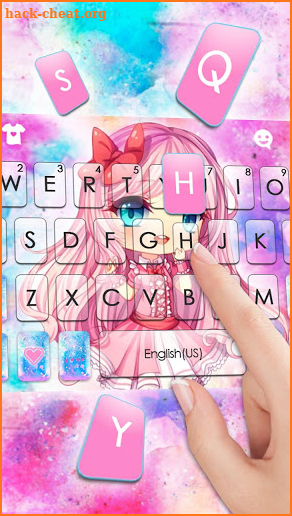 Watercolor Cute Girl Keyboard Theme screenshot