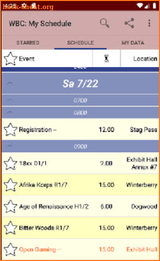 WBC Schedule Manager screenshot