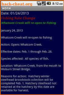 WDFW-WA Fish/Wildlife notices screenshot