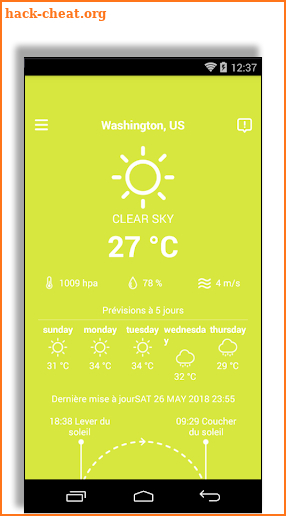 Weather in United state, Europe, Canada, on 2018 screenshot