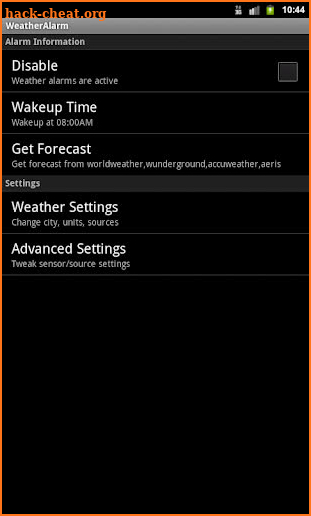 WeatherAlarm screenshot