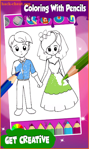 Wedding Coloring Pages Bride And Groom screenshot