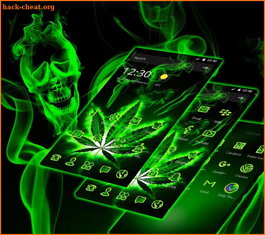 Weed Rasta Green Smoke Skull Theme screenshot