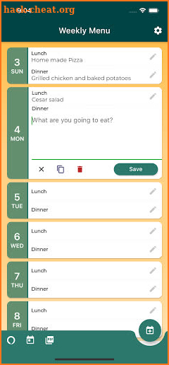 Weekly Menu screenshot